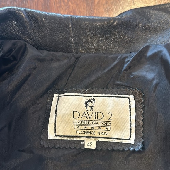 David 2 Florence Italian Women's Black Leather Jacket blazer fits like Small EUC - Picture 3 of 6